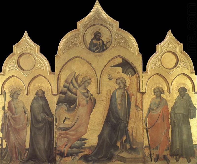 The Annunciation with Saints Catherine,Anthony Abbot,Procolo,and Francis, Lorenzo Monaco